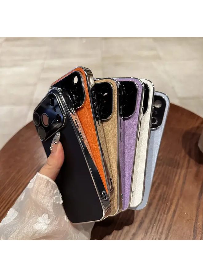 Orange Luxury Faux Leather Phone Case Compatible with iPhone 14 Anti Drop Protection - Image 4